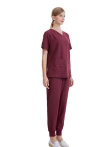 New Arrivals Festival Women's Nurse Uniform Scrub Set - Burgundy - View 3