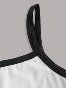 SHEIN Essnce 女式夏季運動休閒拼接坦克背心，黑白粉藍4入組針織網球上衣 - 彩色 - 查看 14