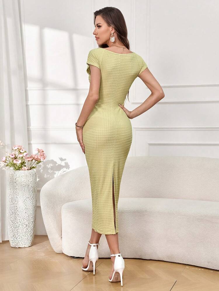 Women's Summer Textured Hollow Out Split Dress Long Evening Dresses