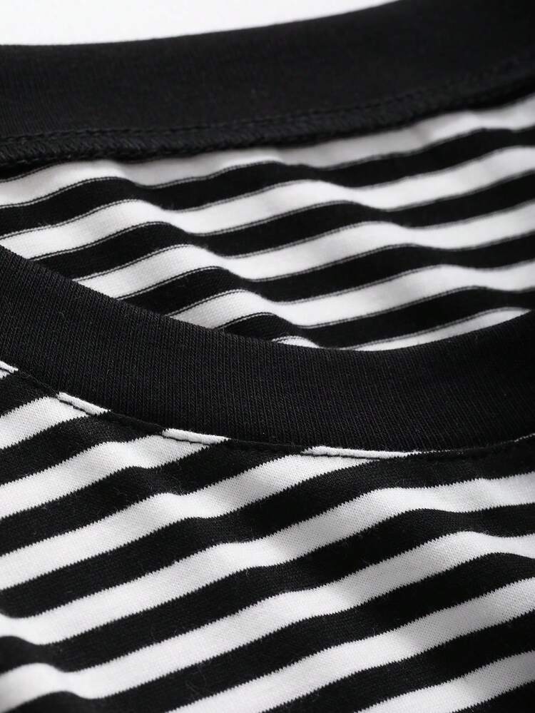 Women's Striped Printed Round Neck Short Sleeve Casual T-Shirt, Summer