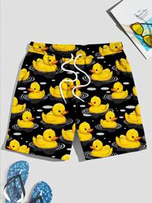 Manfinity Chillmode Celana Pendek Pria Kolor Kantong Hewan Kartun All Over Print Casual - MultiWarna - View 1