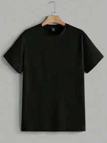 Manfinity VCAY 3pcs Pack Men's Summer Knitted Solid Color Casual Short Sleeve T-Shirt