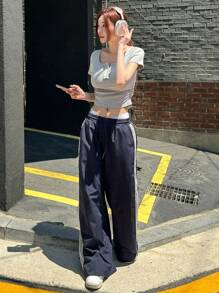 DAZY 女士短款修身純色T恤 - 灰色 - 查看 13