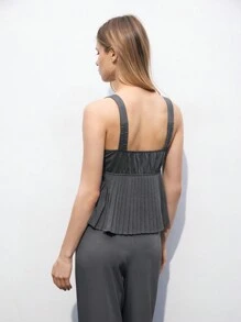 Maija 女士灰色褶皺腰帶吊帶上衣