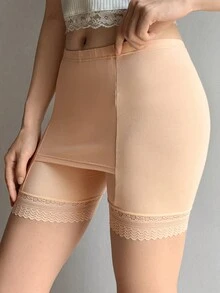 DAZY 双层三角防走光蕾丝边内裤 - 杏色 - 查看 6