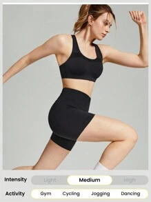 GLOWMODE Pantalones cortos de ciclista con control de abdomen de cintura alta sin costuras de 4,3" de impacto medio para trotar y entrenamiento en el gimnasio diario