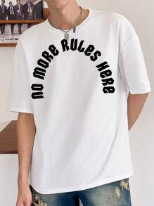 Claim Dot 男款字母印花落肩 T 卹 - 白色 - 查看 1