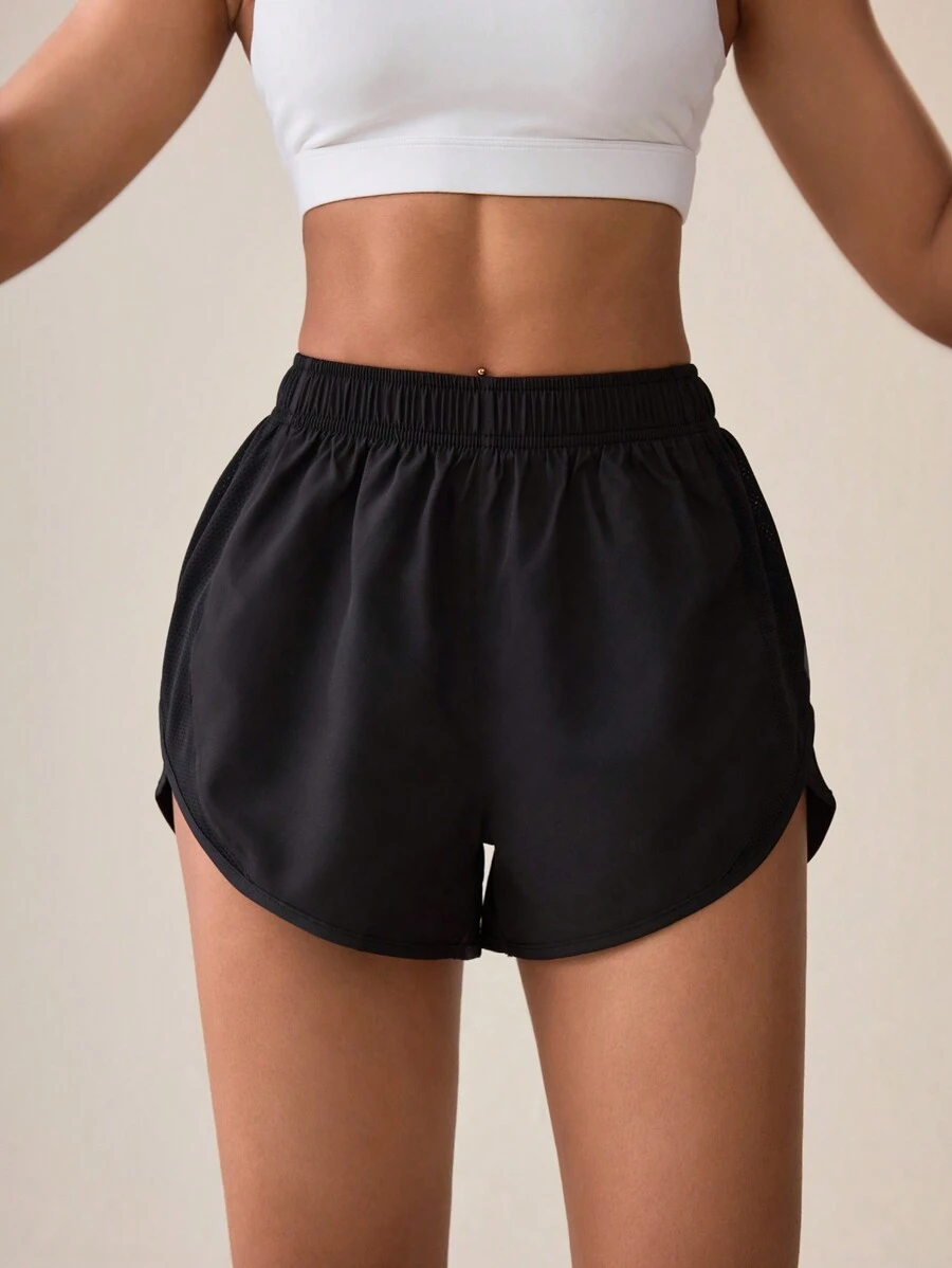 Exploreva Women's Summer Casual Solid Color Sports Shorts - Black - View 1