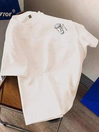 Claim Dot Camiseta casual de verano de manga corta para hombre con estampado de texto y cuello redondo