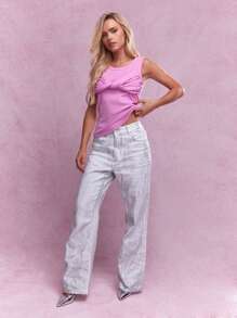 MISSGUIDED Parte superior de tirantes estriada con detalle de nudo retorcido en el busto