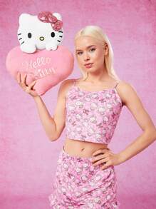 HELLO KITTY AND FRIENDS | SHEIN Cartoon Pattern Letter Embroidery Shaped Cushion Pillow - Pink - View 7