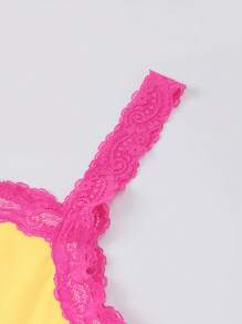 INAWLY Áo yếm ren họa tiết ngôi sao năm cánh Y2K - Màu vàng - Xem 3