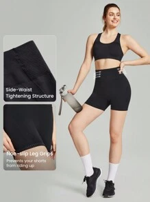 GLOWMODE Pantalones cortos de ciclista con control de abdomen de cintura alta sin costuras de 4,3" de impacto medio para trotar y entrenamiento en el gimnasio diario
