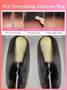 Glueless 5 X 5 Lace Closure Wig Layered Cut Silky Straight Bob Pre-Plcuked 100% Human Hair Wig For Women