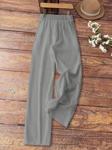 SHEIN JORESS Pantalones largos de flores para vacaciones de playa informales ideales para uso diario en verano
