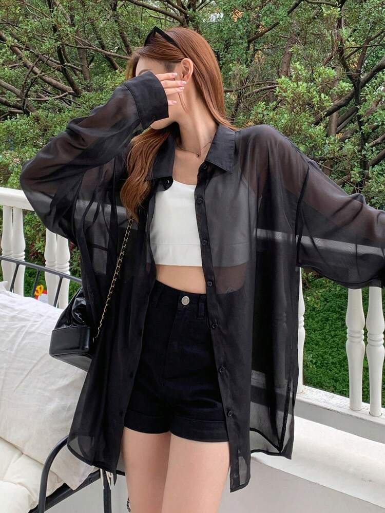 Women's Solid Color Long Sleeve Sun Protection Shirt, Summer,Long Sleeve Tops Sheer,Fall Women Clothes