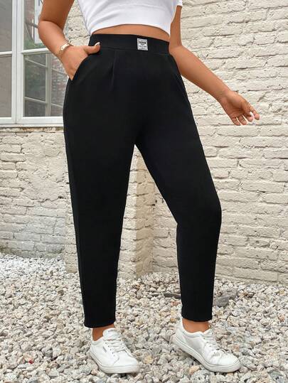 SHEIN Essnce Pantalon crayon avec poche pour femmes en grandes tailles, décontracté et tendance, idéal pour les vacances