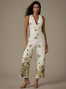 Aveloria Modichic Jumpsuit ống rộng in hoa và bướm quấn chéo có eo thon - Nhiều màu - Xem 1
