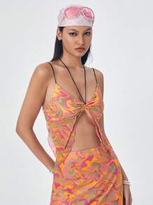 Studio sunshine Artist 女款 Y2K 休闲印花修身短款吊带背心 性感、假日、节日 - 彩色 - 查看 5