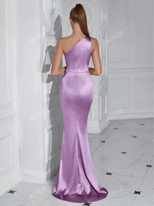 ADYCE Vestido de cóctel, fiesta, graduación o cena formal Adyce de un hombro plisado con abertura alta