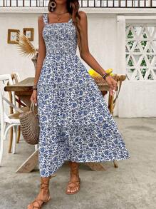 Breezaya Women's Summer Spaghetti Strap Ditsy Floral Vacation Dress