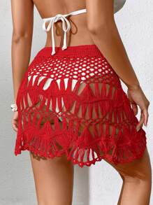 SHEIN Swim Sommer Strand Einfarbig Cut Out Knit Cover-Up Rock