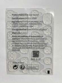 ROMWE Kawaii 24 piezas Uña postiza con diseño de mariposa & 1 hoja cinta - Multicolor - Ver 7