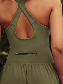 VARSIVA Sports SUMMER Outdoor Basic Chest Cup With JUMPSUIT - Army Green - View 6