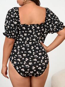 SHEIN Frenchy 大码 Boho Bridgerton 女式随机印花休闲紧身衣，适合日常穿着 Bridgerton 风格，适合夏季 - 彩色 - 查看 6