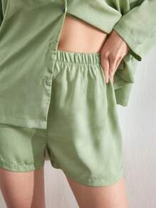 Ocili Pigiama da donna monopetto a maniche lunghe tinta unita per l\'estate
