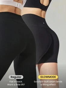 GLOWMODE Pantalones cortos de ciclista con control de abdomen de cintura alta sin costuras de 4,3" de impacto medio para trotar y entrenamiento en el gimnasio diario