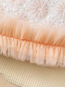 Váy không tay lưới tương phản Jacquard thanh lịch cho bé gái mùa hè - Màu Hồng baby - Xem 5