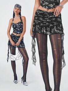 Babi Brunelio Minifalda casual de malla con estampado para mujer, estilo artista, para vacaciones, fiestas, primavera y verano, festivales, vestimenta occidental