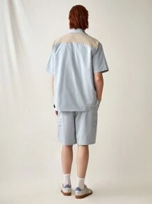 Manfinity VCAY Woven Casual Patchwork Shirt And Shorts Set - Multicolor - View 2