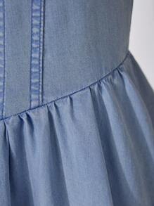 SHEIN Váy denim xẻ tà đôi cho bé gái tuổi teen cho mùa hè hiệu ứng denim - Màu xanh nhạt - Xem 6