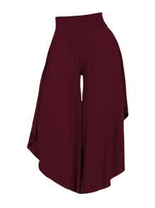 DreamSkyne Plus Size Casual Solid Color Asymmetrical Hem Wide Leg Pants Fall Cloth For Women