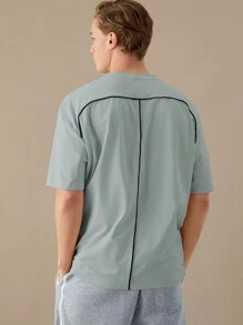 Manfinity RebelGame Camiseta casual de punto para hombre con letras impresas y ajuste holgado
