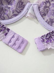 SHEIN 女士法式性感花朵蕾絲文胸內衣 - 彩色 - 查看 4