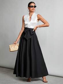 SHEIN Tall Czarna spódnica z wysokim stanem, zapinana na zamek, odpowiednia na imprezy