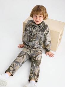 Áo khoác denim in hình cây thông thường phong cách đường phố dành cho chàng trai trẻ - Nhiều màu - Xem 1