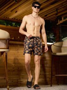 Surfspeed Men's Palm Tree Printed Drawstring Waist Loose Fit Beach Shorts, Vacation Style - Multicolor - View 5