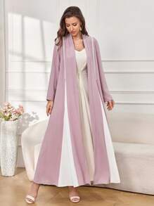 Al Najma 女士休闲阿拉伯斗篷长袖日常穿着，旅行朴素阿拉伯长袍 - 粉色 - 查看 6