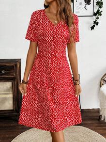 Pariaura Vestido de verano casual para uso diario, vacaciones en la playa, estampado de verano para ropa de Año Nuevo, vestido largo para mujer - Rojo - Ver 8
