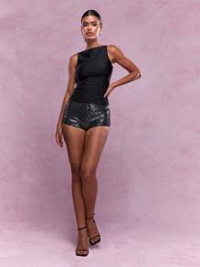 MISSGUIDED Áo ba lỗ cổ thuyền Jersey - màu đen - Xem 5