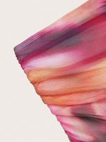 SHEIN Essnce Casual Summer Tanks Tie Dye Ruched Strapless Crop Top White Top Going Out Tops Summer Shirts Summer Fits - Multicolor - View 4