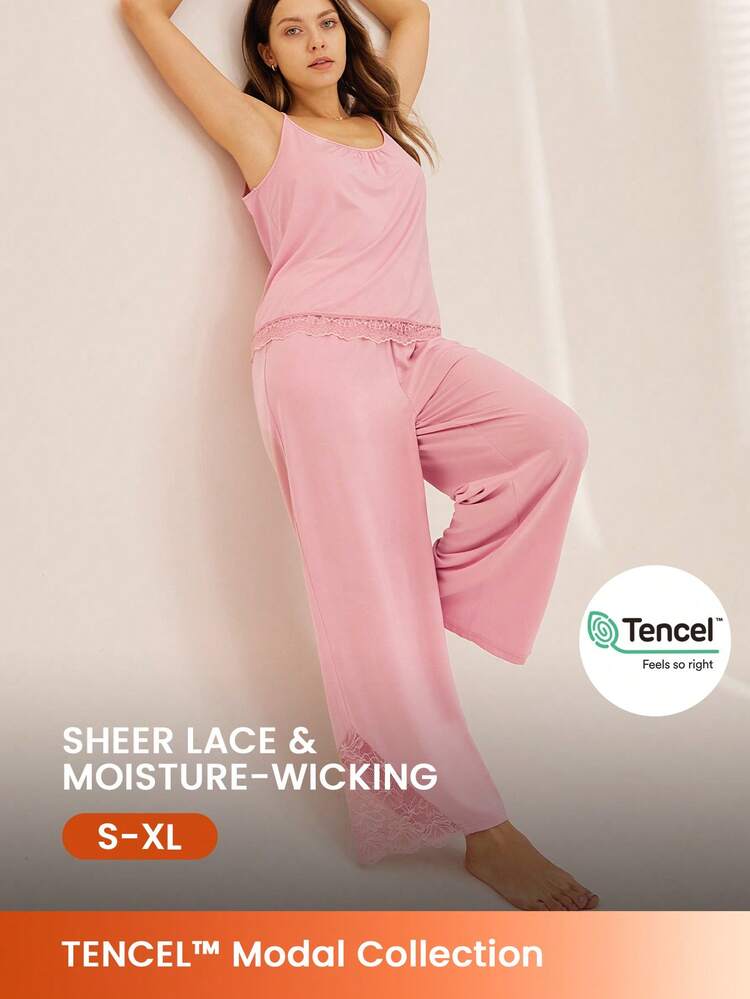 Wedding Essential Super Soft TENCEL™ Modal Cami & Panty Pink Women Pajama Set