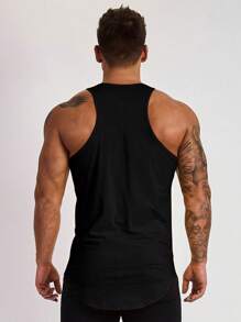 Manfinity Sport PWRUP Paquete de tops deportivos tipo novio de tirantes anchos lisos para hombre - Negro - Ver 2