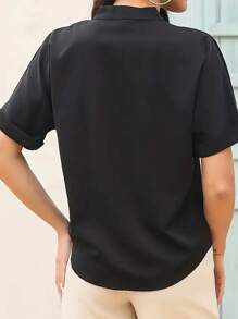 INAWLY Chemise à manches courtes simple de couleur unie quotidienne pour femmes, hauts à manches courtes