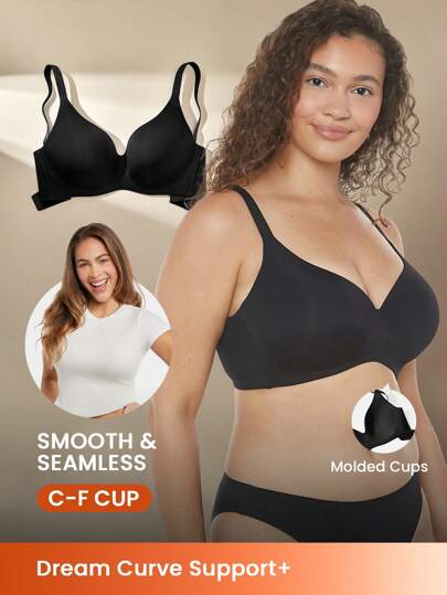 LUVLETTE 黑色舒适必备款无线聚拢T恤基本款文胸