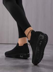 Zapatos de mujer modernos de fácil calzado con suelas curvas - Negro - Ver 2